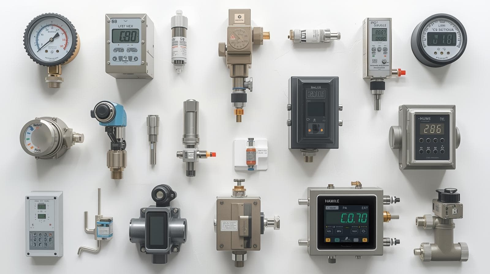 A collection of industrial instrumentation devices.